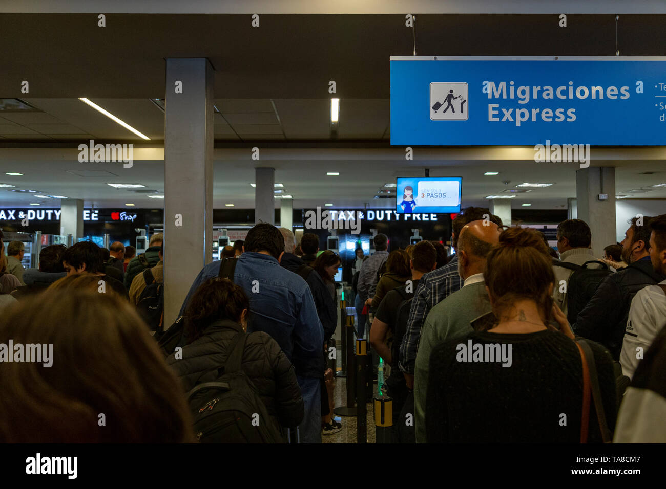 Migration control at Ezeiza International Airport, Buenos Aires, Argentina Stock Photo
