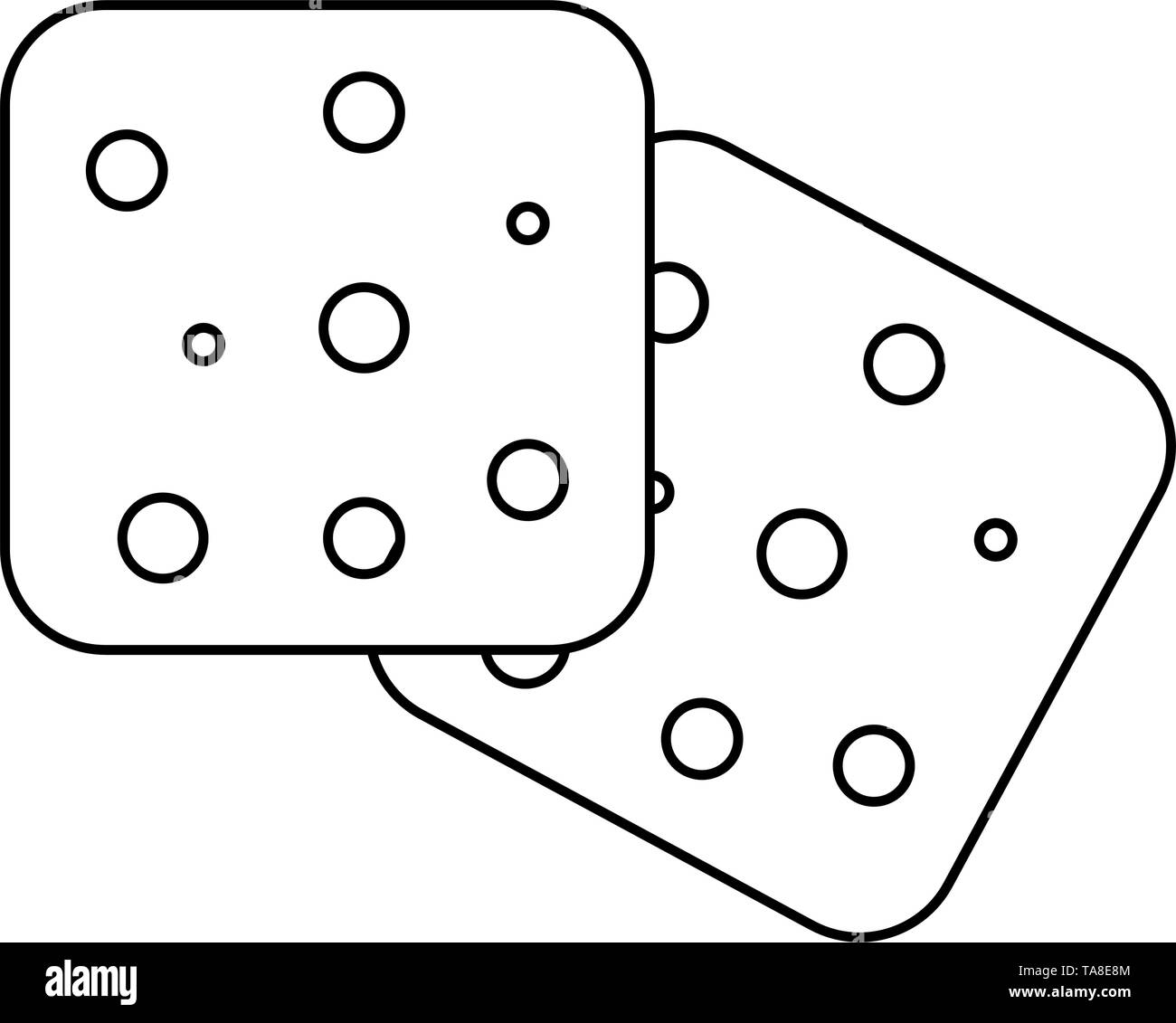 Salty cookies food isolated cartoon in black and white Stock Vector
