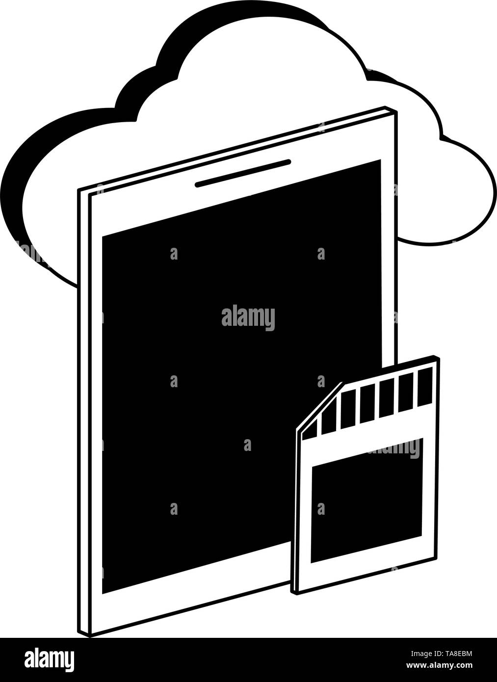 Cloud computing technology in black and white Stock Vector Image & Art ...