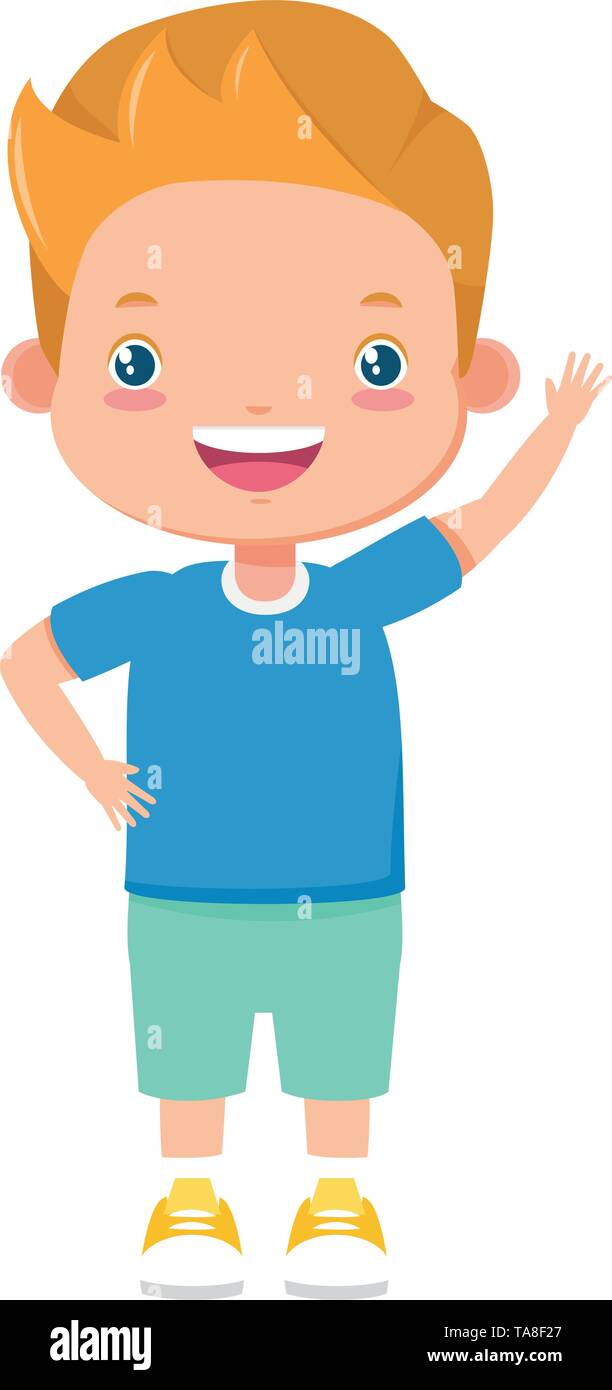 happy boy waving hand Stock Vector Image & Art - Alamy