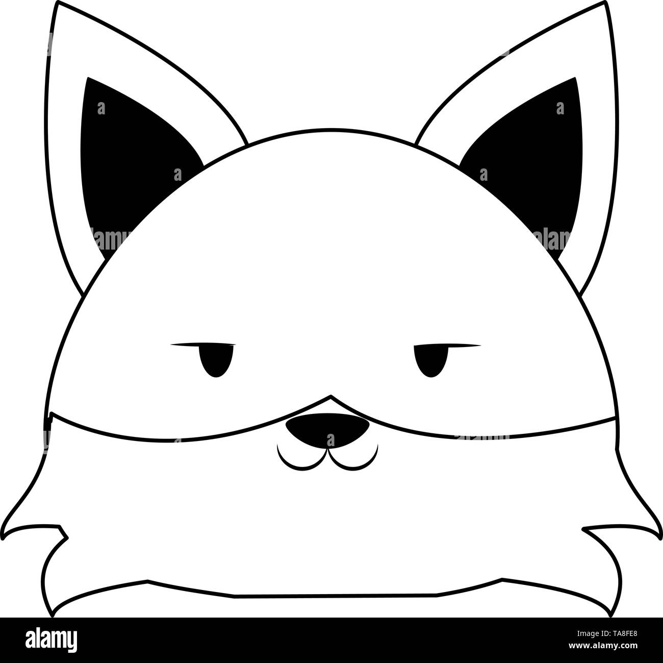 Cute fox animal cartoon in black and white Stock Vector Image & Art - Alamy