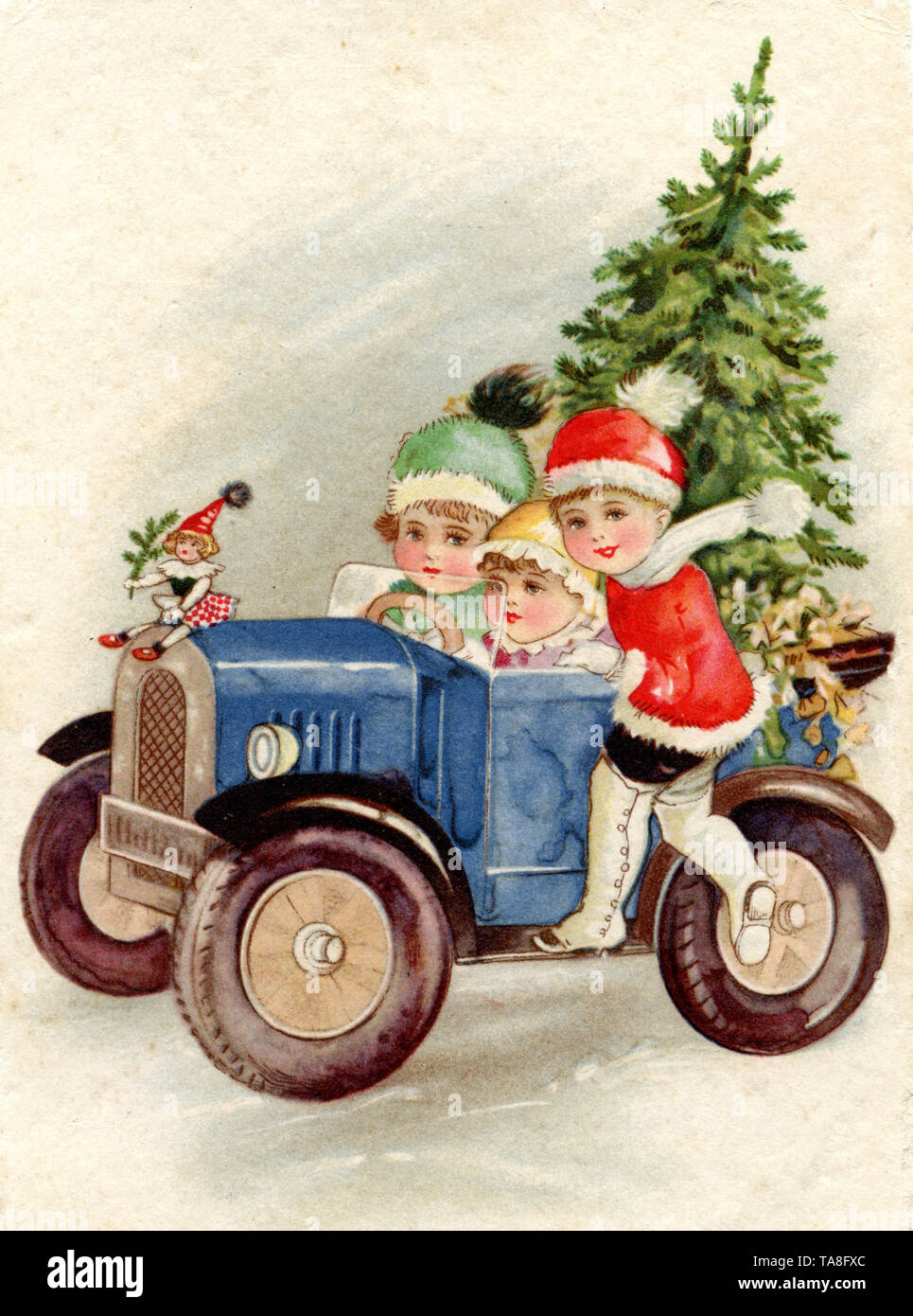 Postcards Pack 24 cards Vintage Christmas Cute Kids Santa Lady Cars Mix CE5009 