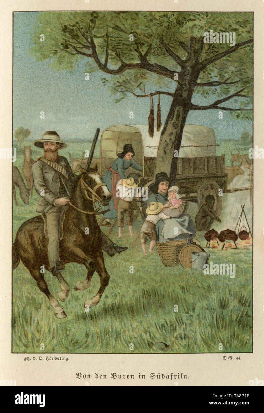 Life of the Boers in South Africa On the way with the covered wagon , O Försterling (magazine for yung people, 1898) Stock Photo