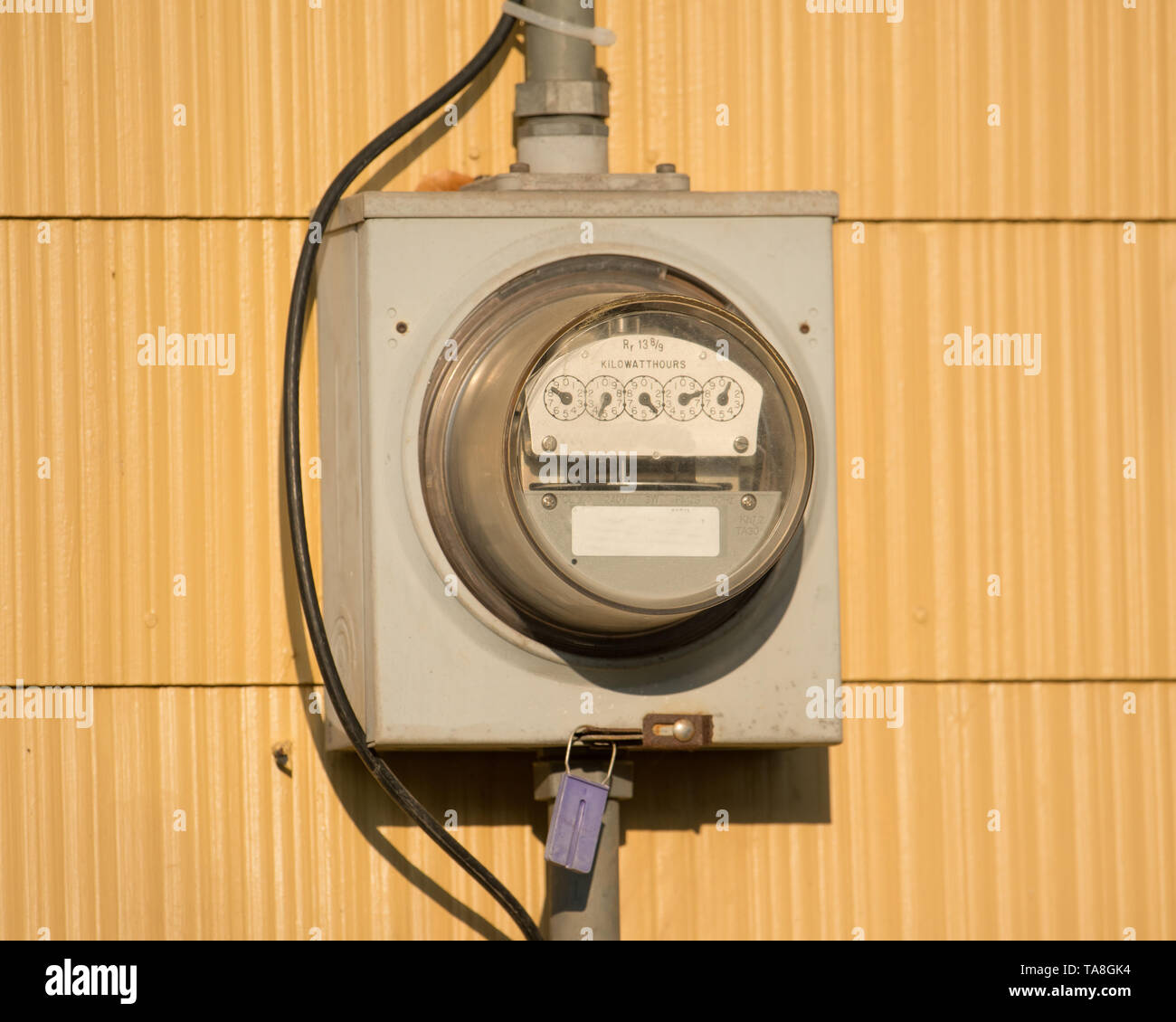 Electrical meter box on a house Stock Photo