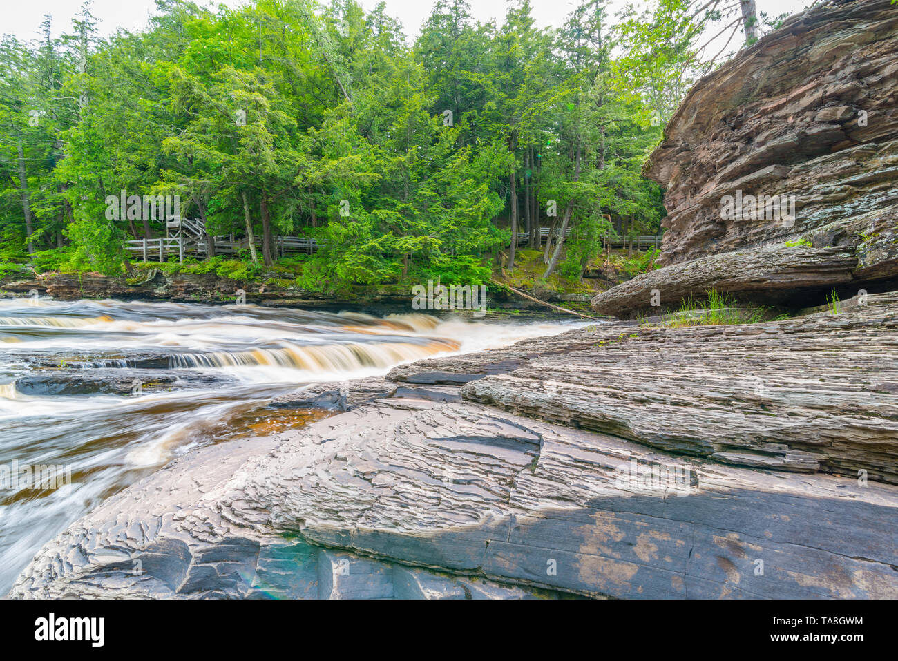Beautiful waterfall at Porcupine Mountains Wilderness State Park in the