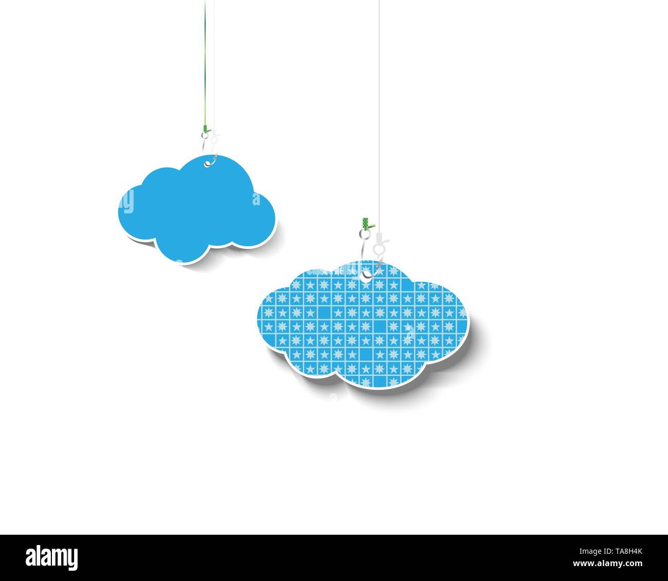 Clouds hung on fishing hooks. Vector illustration Stock Vector