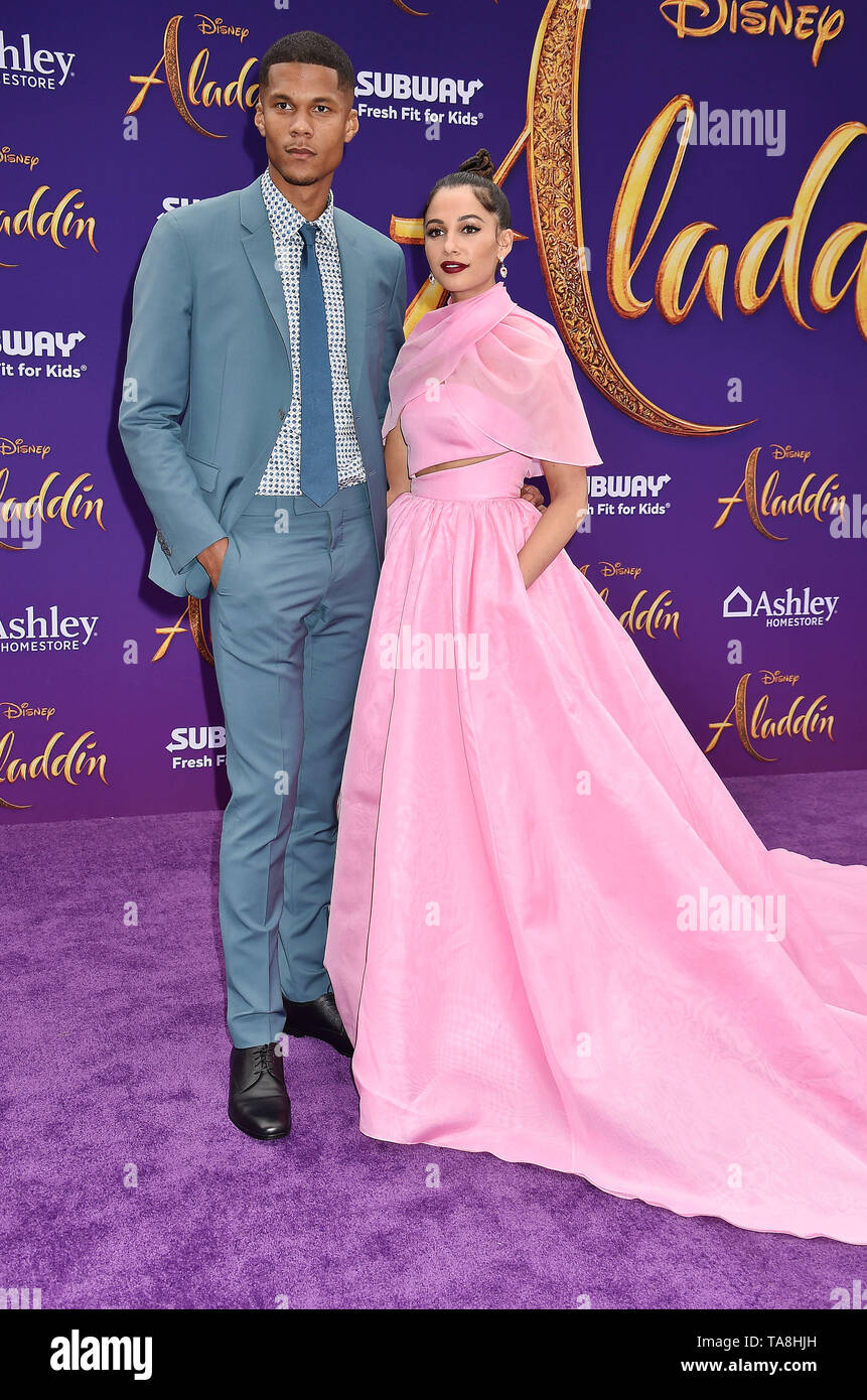 LOS ANGELES, CA - MAY 21: Jordan Spence and Naomi Scott attend the premiere of Disney's 'Aladdin' at El Capitan Theatre on May 21, 2019 in Los Angeles, California. Stock Photo
