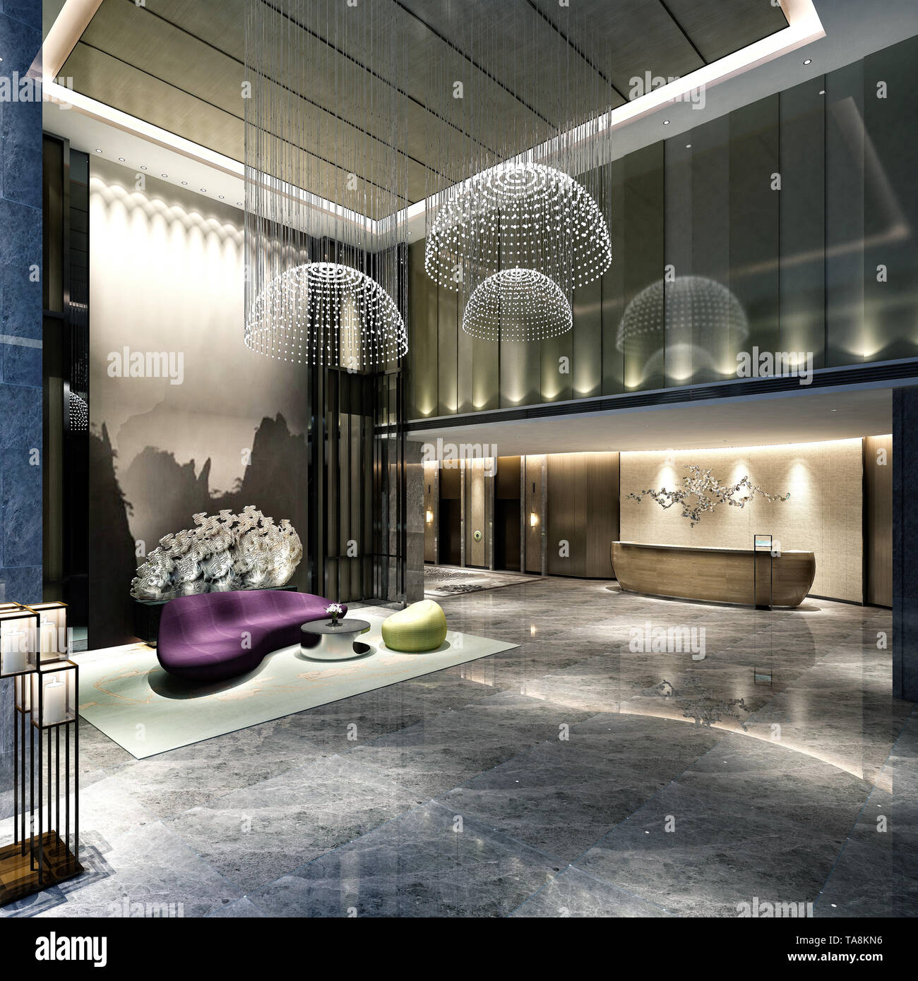 3d Render Of Hotel Lobby Reception Stock Photo Alamy