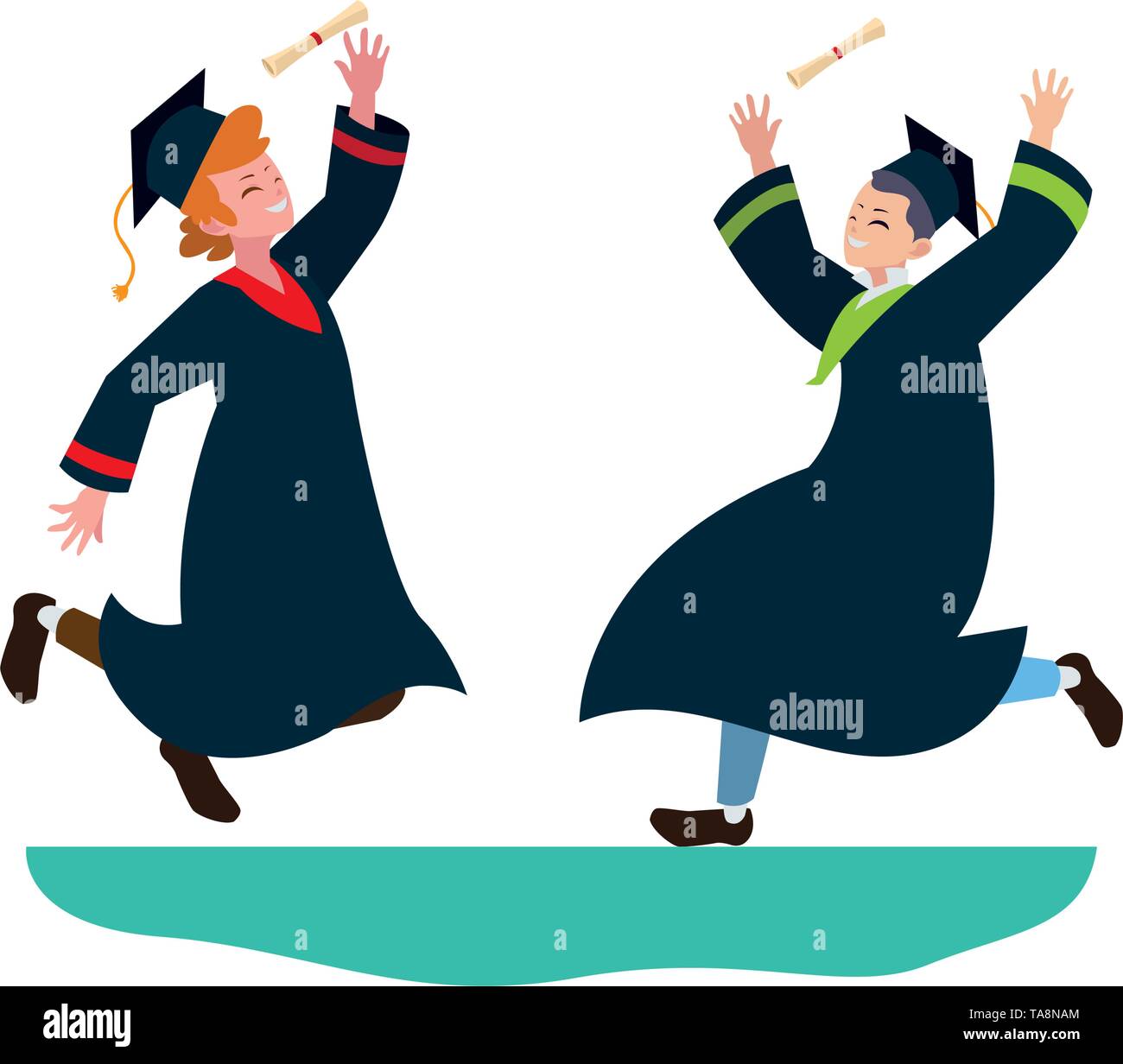 happy students boys graduated celebrating vector illustration design ...