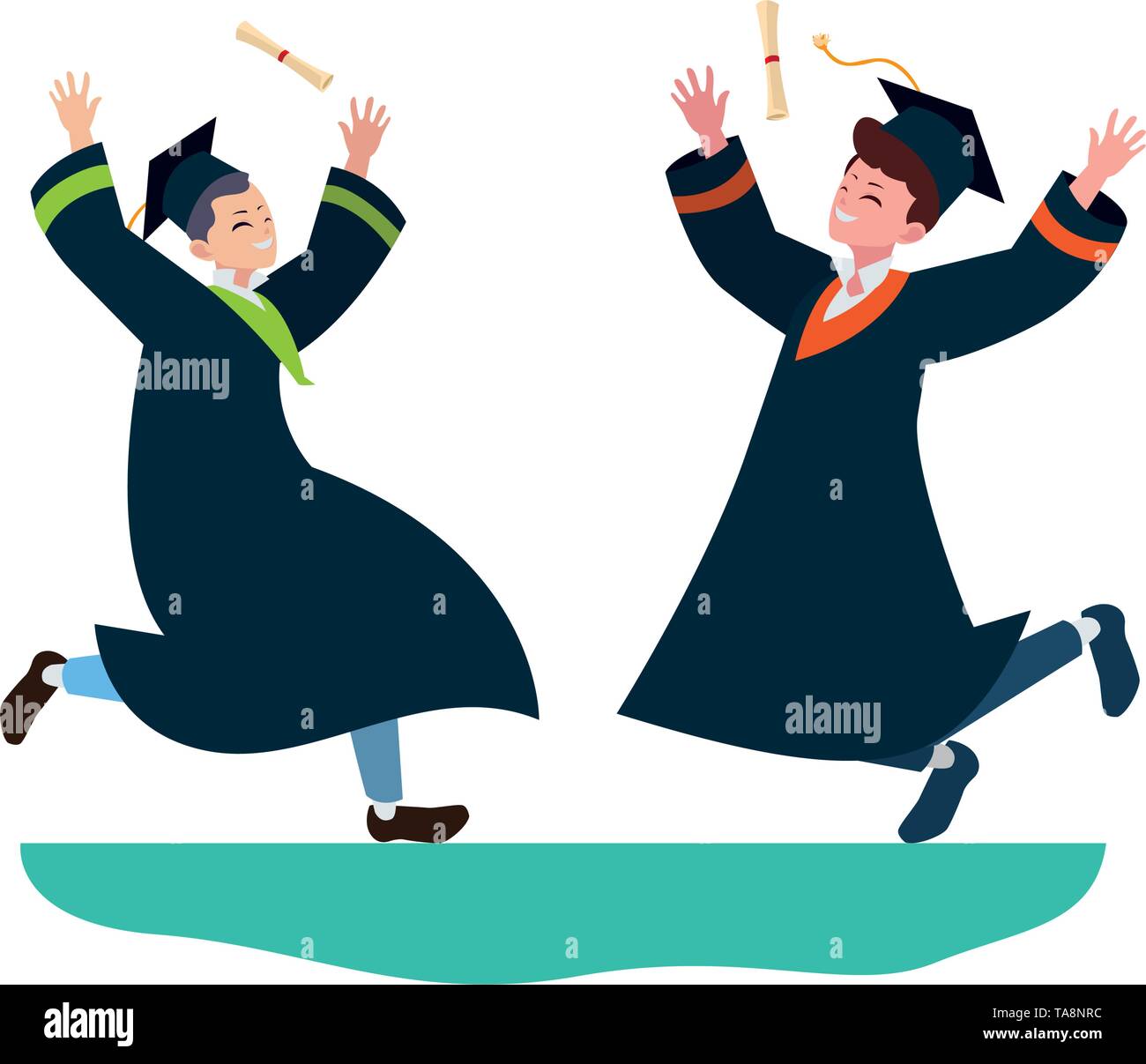 happy students boys graduated celebrating vector illustration design ...