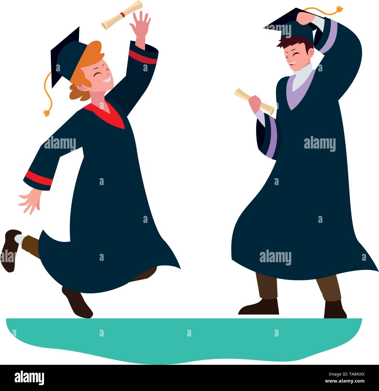 happy students boys graduated celebrating vector illustration design ...