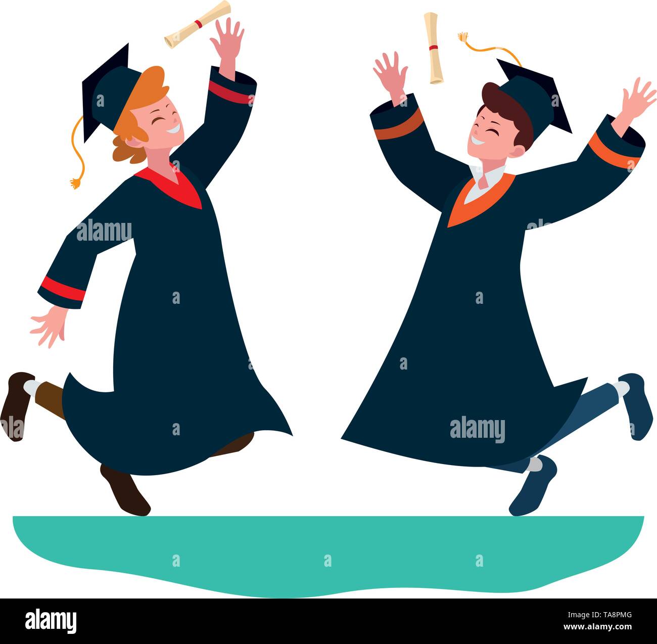 happy students boys graduated celebrating vector illustration design ...