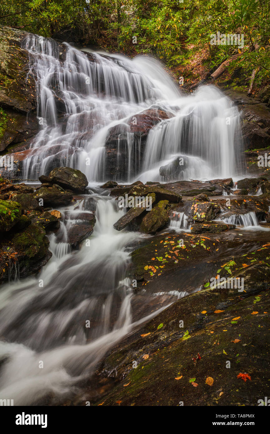 Upper Dill Falls, Nantahala National Forest, Blue Ridge Mountains, North Carolina Stock Photo