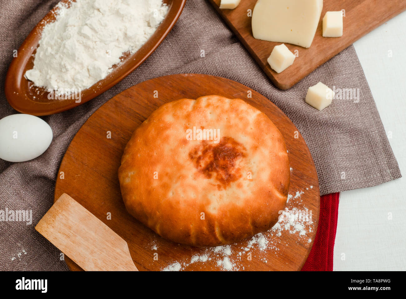 Cottage Cheese Traditional Russian Pie With Ingredients Home