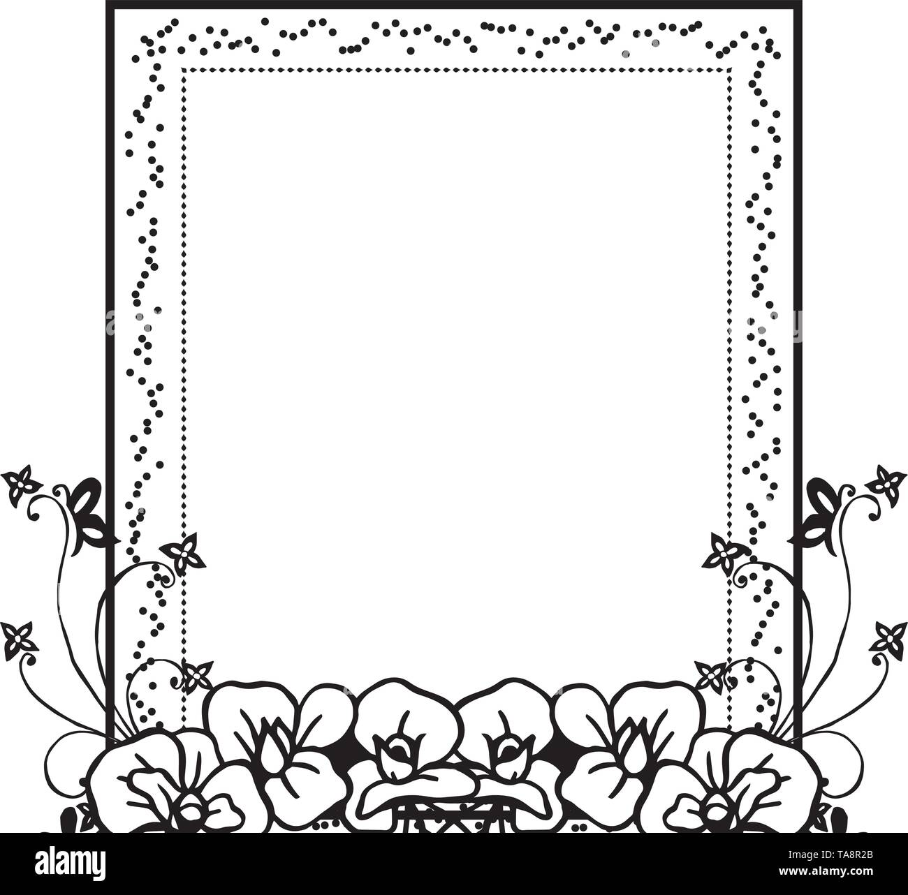 Vector illustration greeting card with drawing wreath frame hand drawn ...