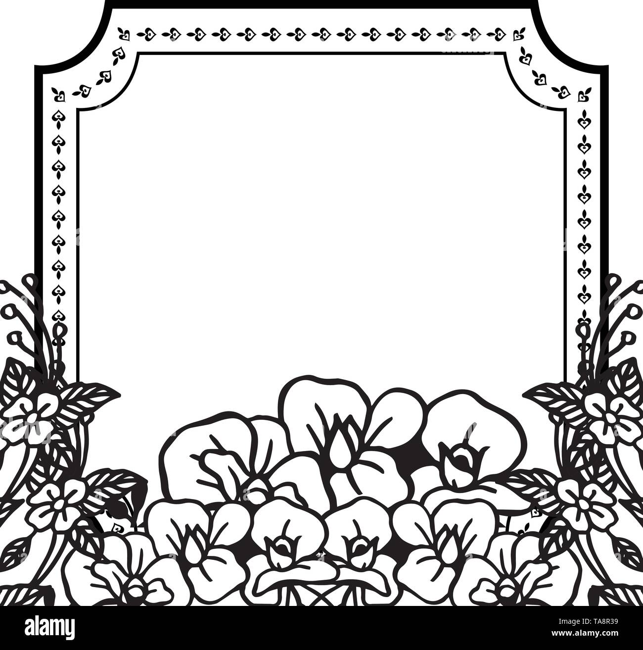 Vector illustration greeting card with drawing wreath frame hand drawn ...