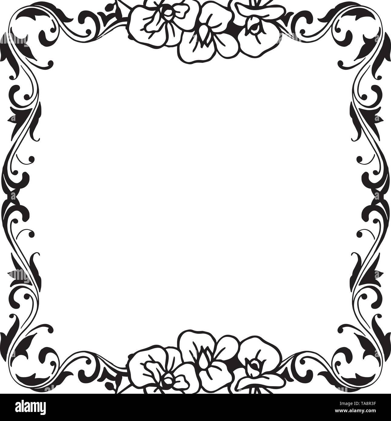 Vector illustration greeting card with drawing wreath frame hand drawn ...