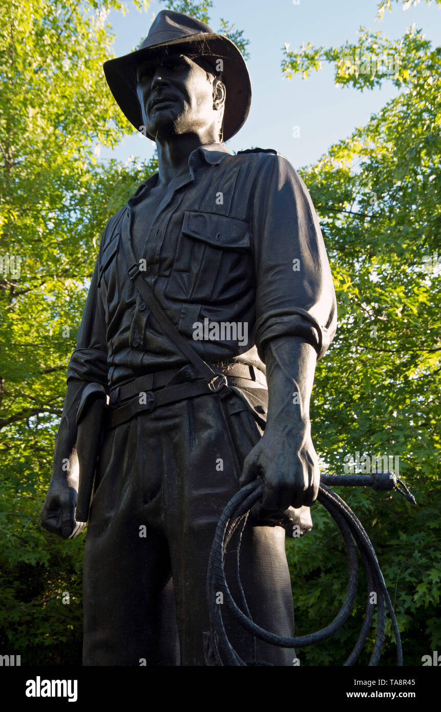 A statue of Indiana Jones stands in Imagination Park in San Anselmo, CA Stock Photo Alamy