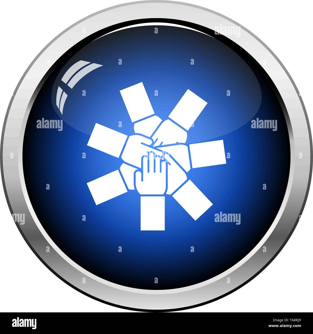 Unity And Teamwork Icon. Glossy Button Design. Vector Illustration ...