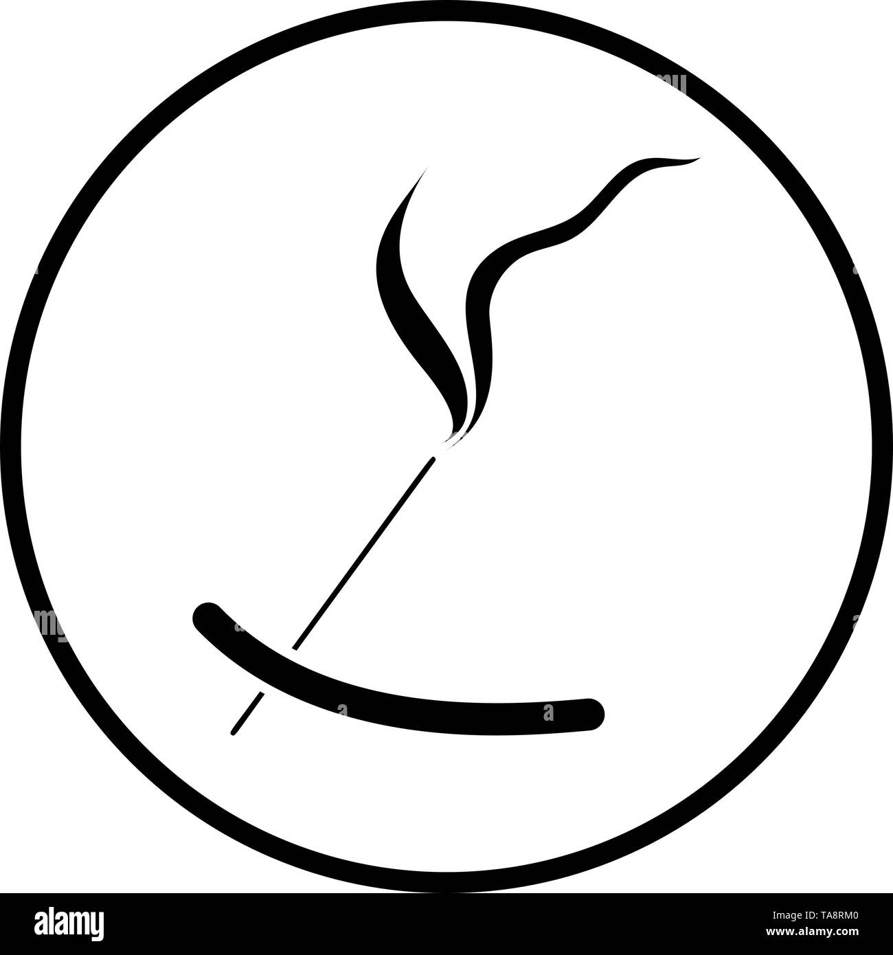 Incense Sticks Icon. Thin Circle Stencil Design. Vector Illustration