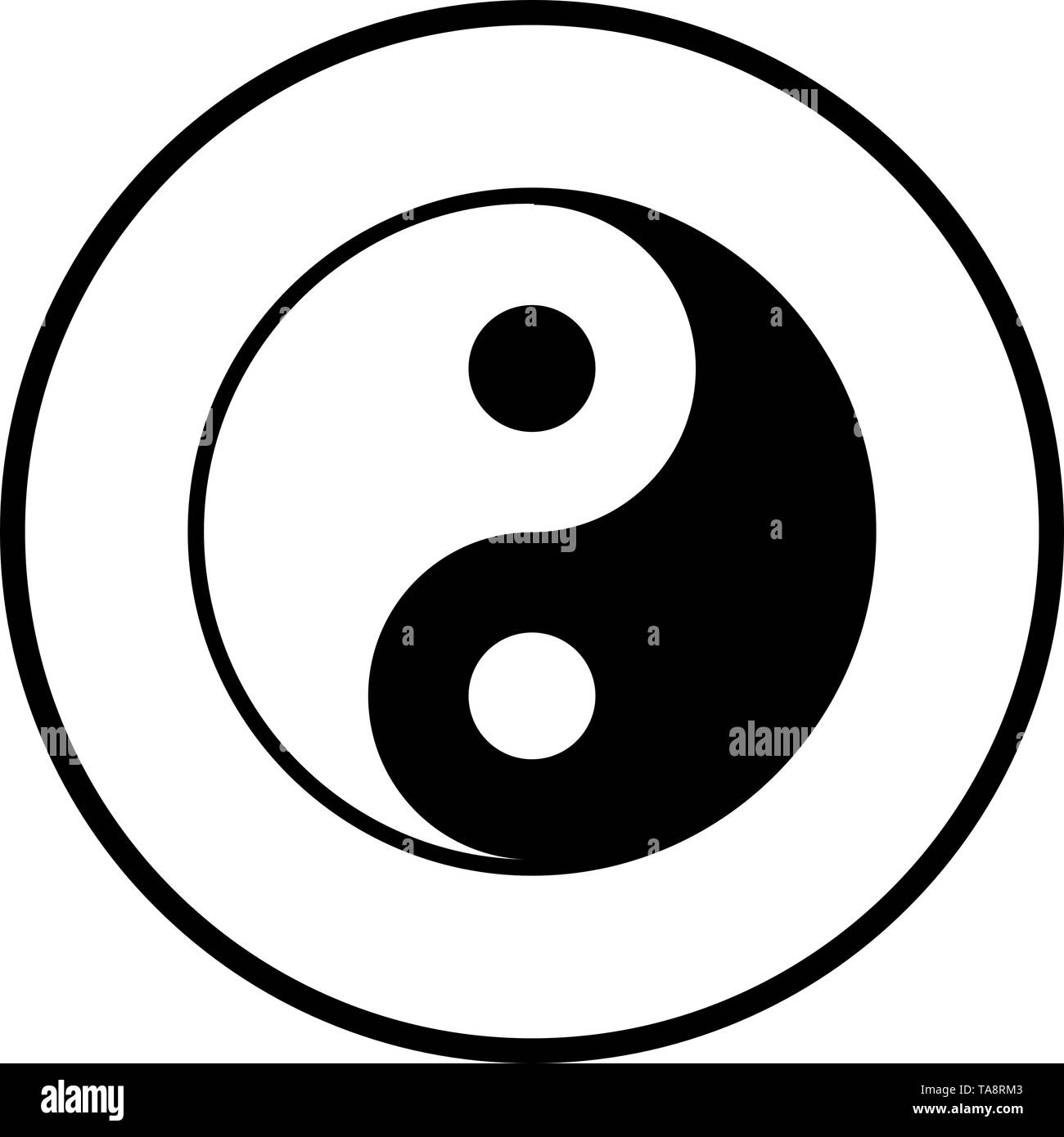 Yin And Yang Icon. Thin Circle Stencil Design. Vector Illustration