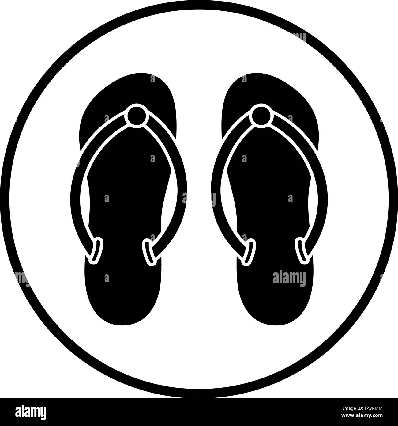 Spa Slippers Icon. Thin Circle Stencil Design. Vector Illustration