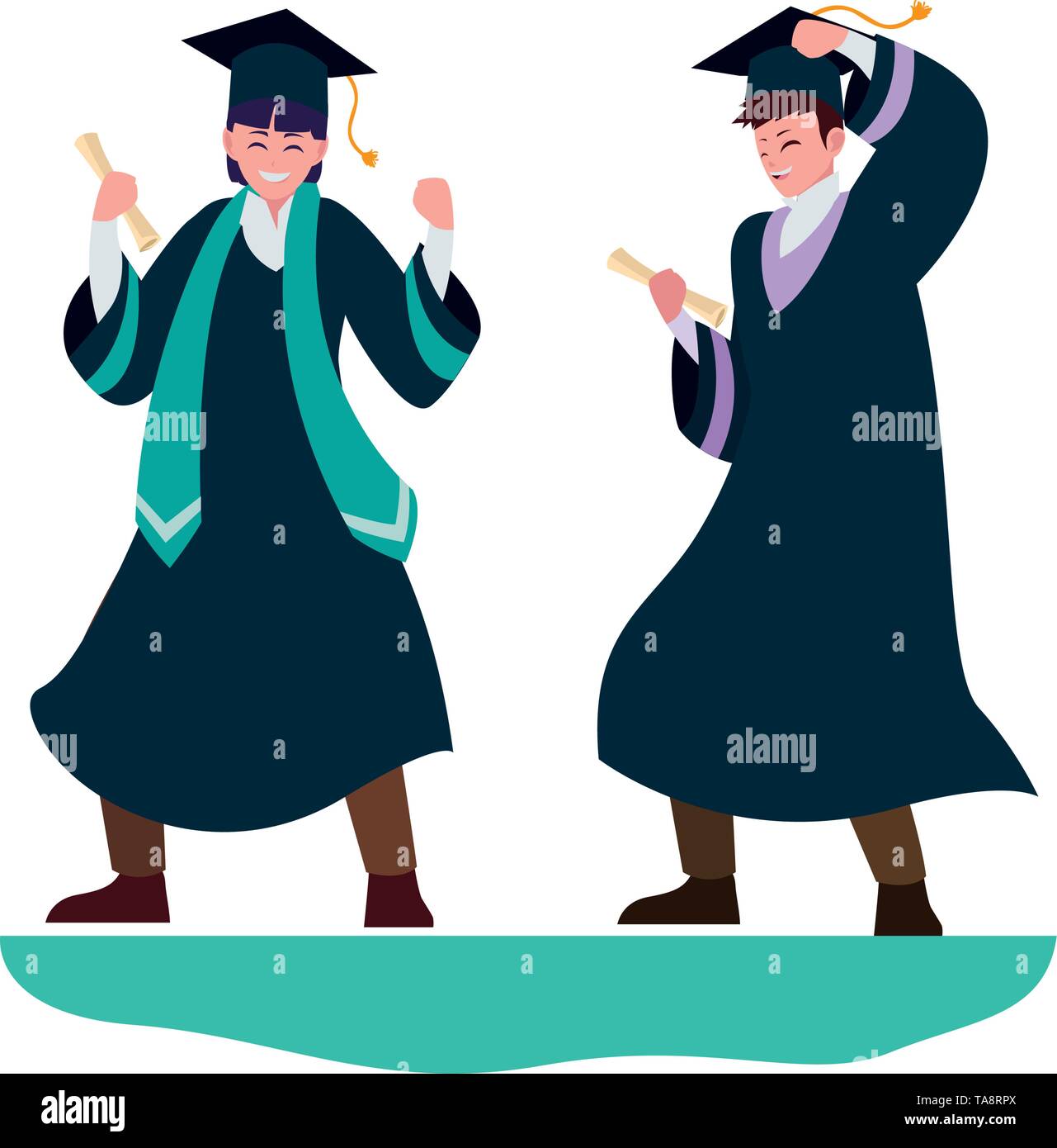 happy students boys graduated celebrating vector illustration design ...