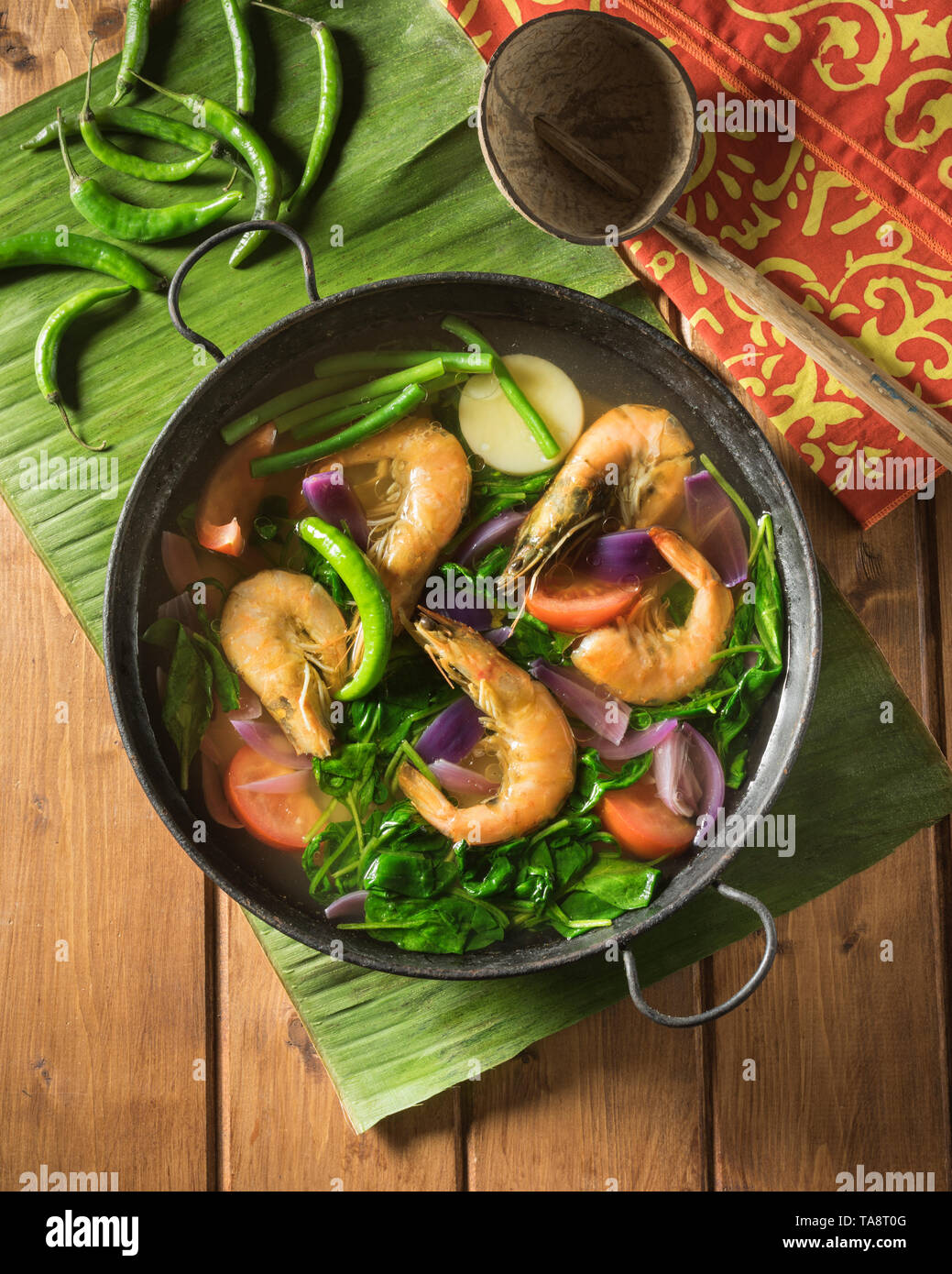 Shrimp Sinigang.  Filipino seafood soup. Philippines Food Stock Photo