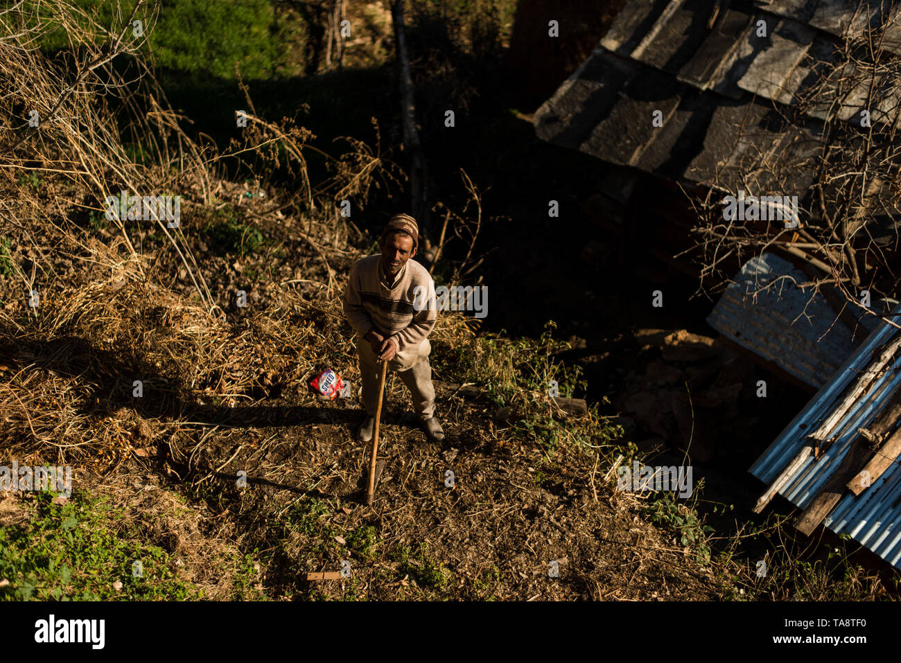 Kullu, Himachal Pradesh, India - January 17, 2019 : Photo of man in mountain Himalayan people Stock Photo