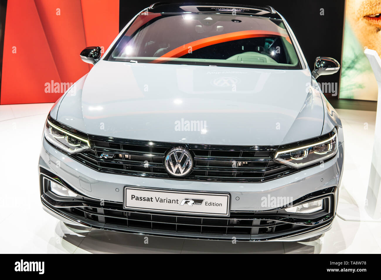 Geneva, Switzerland, March 05, 2019: Volkswagen VW Passat Variant R-Line Edition at Geneva International Motor Show, 8th generation facelift Stock Photo