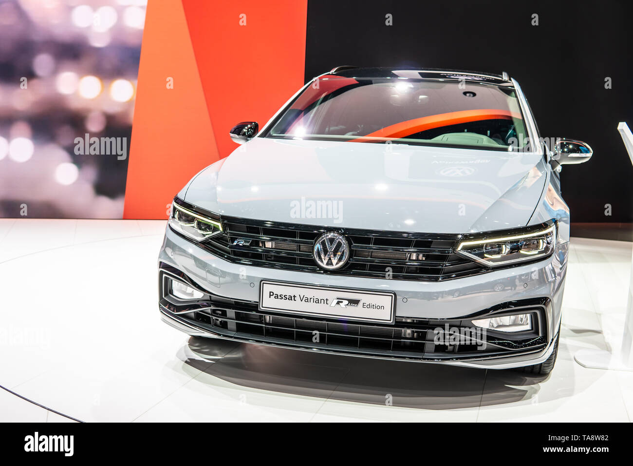 Geneva, Switzerland, March 05, 2019: Volkswagen VW Passat Variant R-Line Edition at Geneva International Motor Show, 8th generation facelift Stock Photo