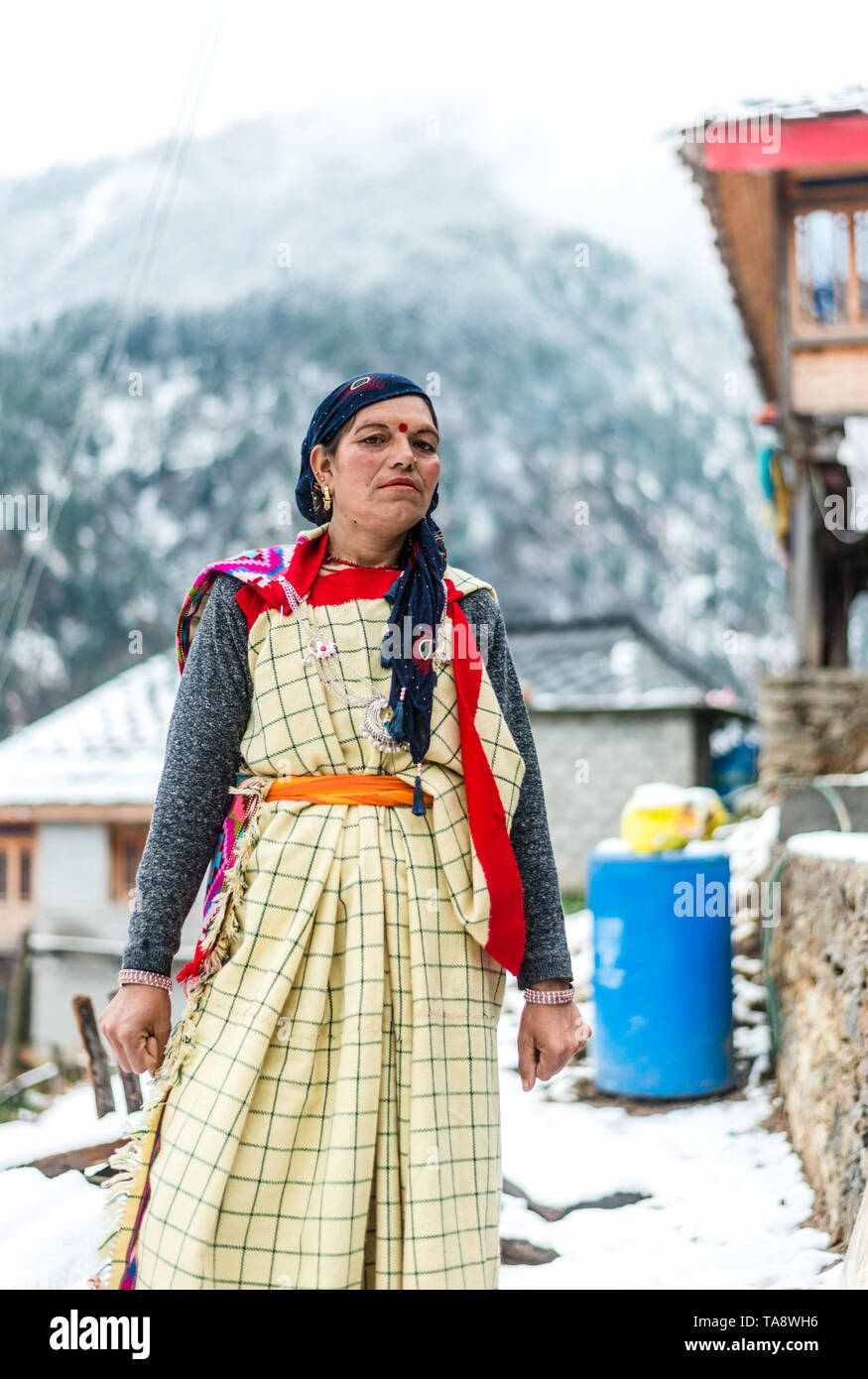 Woman in traditional dress manali hires stock photography and images