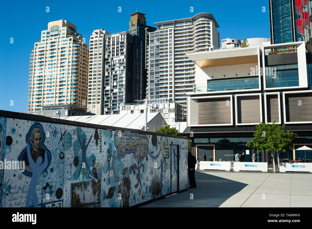 16.09.2018, Sydney, New South Wales, Australia - A view of modern apartment buildings in Barangaroo near Darling Harbour. Stock Photo