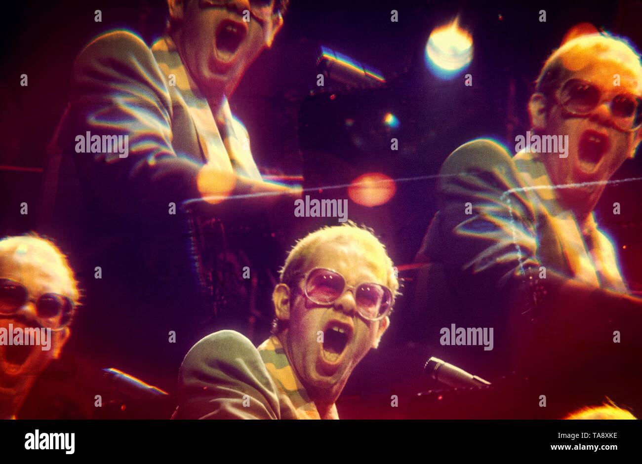 Elton John Earls Court concert ' Louder Than Concorde' tour 1976 London UK Stock Photo