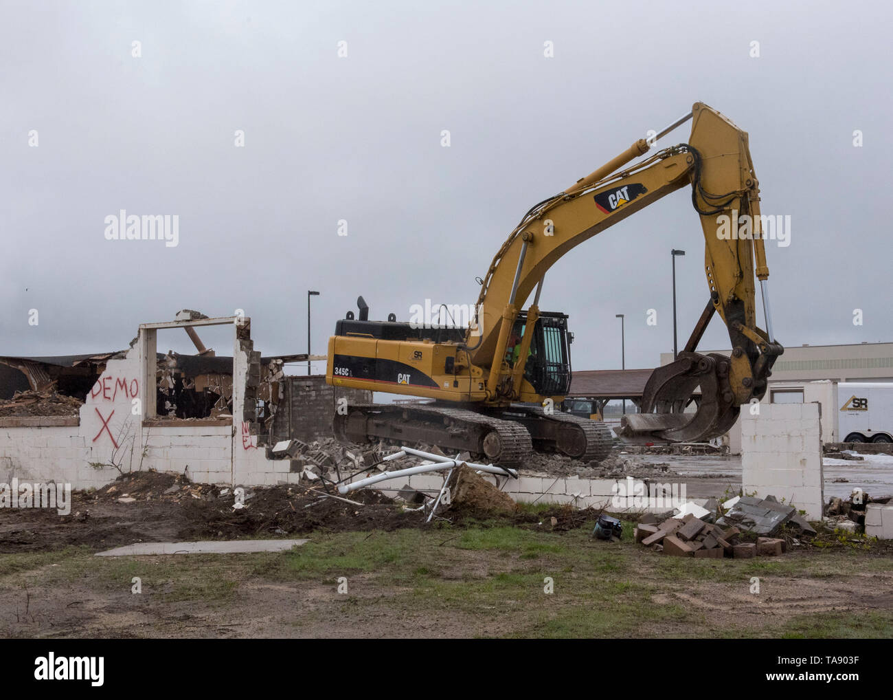 Building 167 at Otis Air National Guard Base was demolished on May 14, 2019.     The structure was the former home of the 102nd Security Forces Squadron. Stock Photo