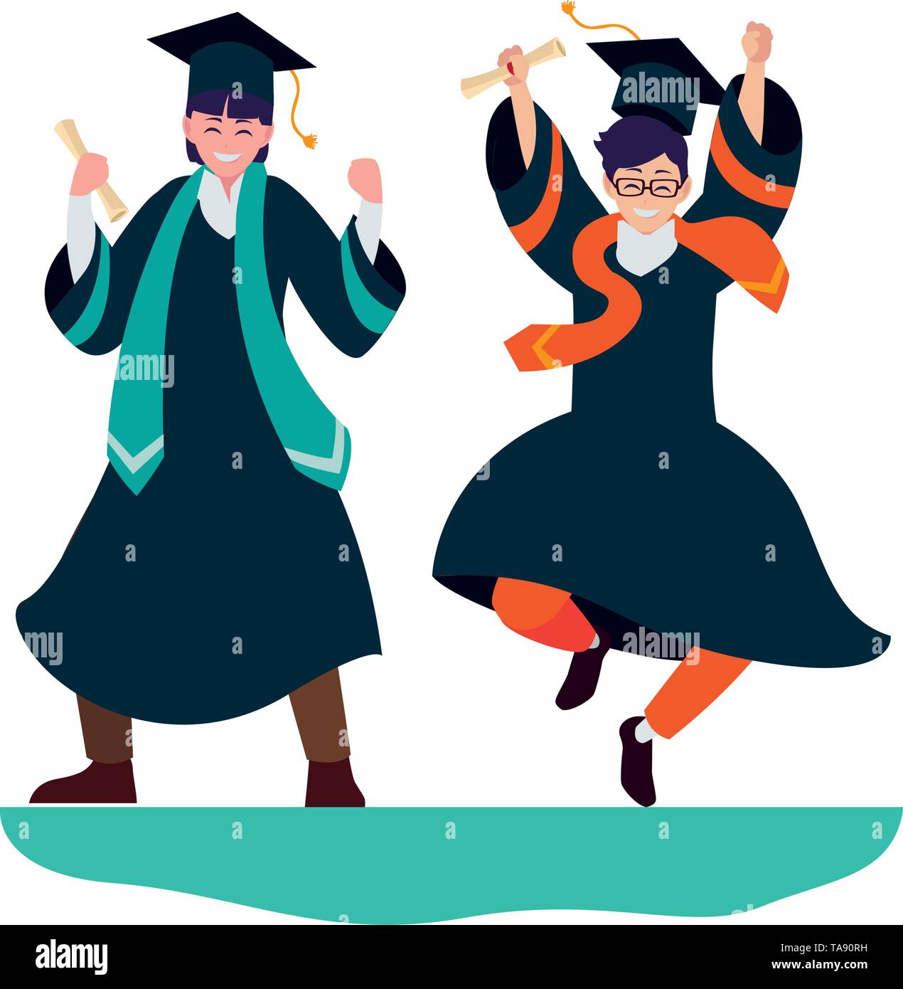 happy students boys graduated celebrating vector illustration design ...