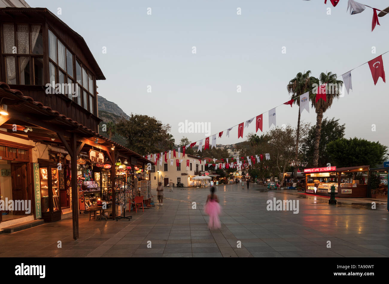 KAS,ANTALYA, TURKEY, 10/15/2018 ; Tourist view of Kas district square. Antalya is the cutest resort town of Antalya, famous for its Scuba Diving cente Stock Photo