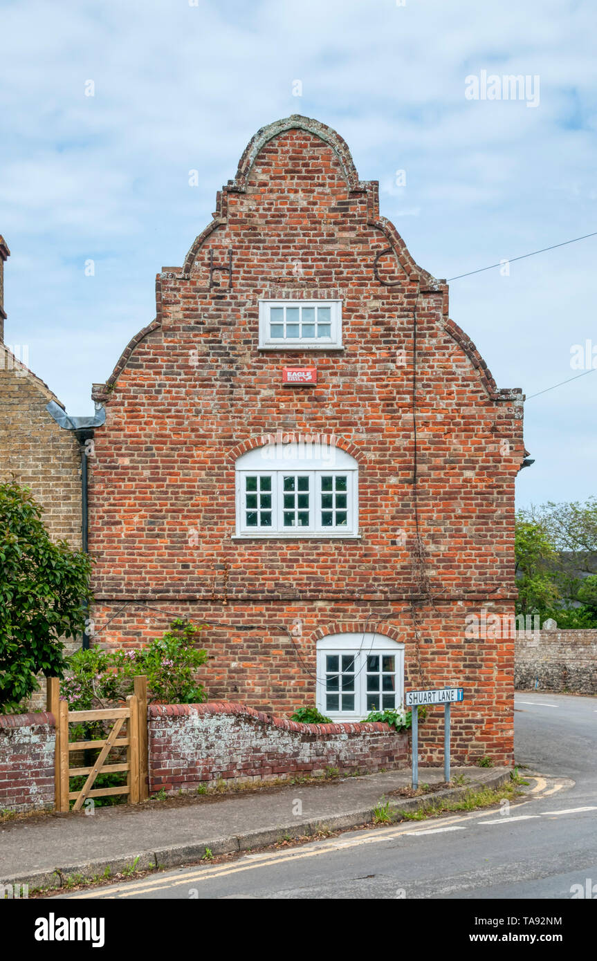 Late 17th century house with a shaped-gable end in St Nicholas-at-Wade, Kent. Stock Photo