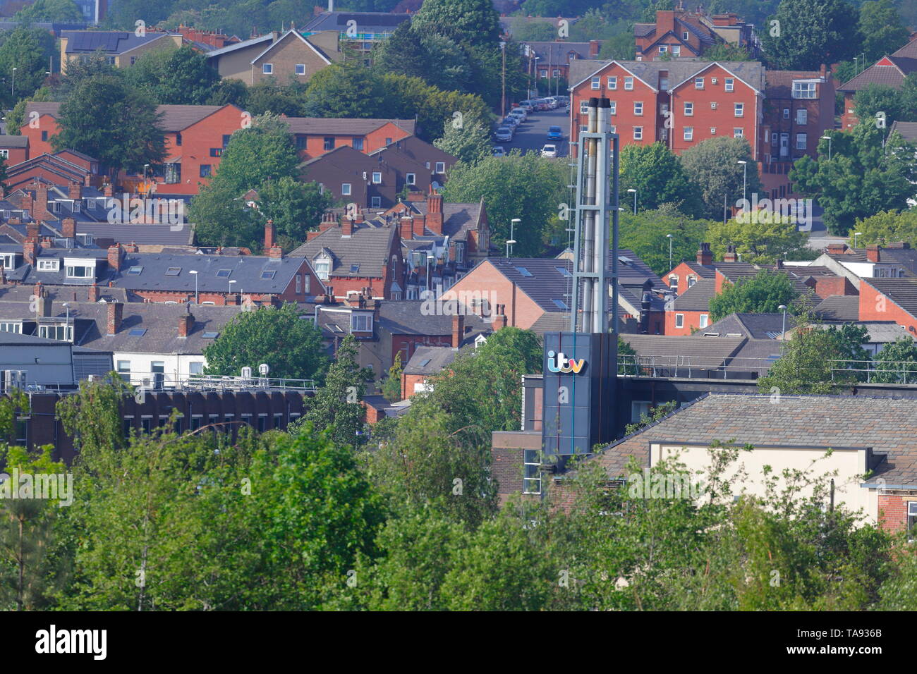 Rooftops at Burley in Leeds with ITV Studios Stock Photo Alamy