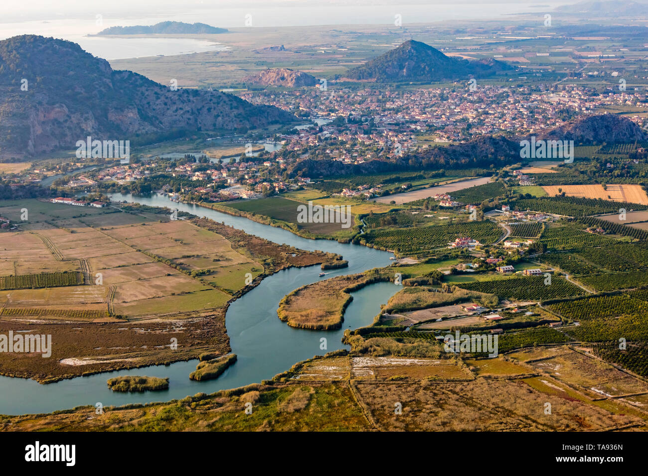 Dalyan, aerial, Mugla, Turkey Stock Photo