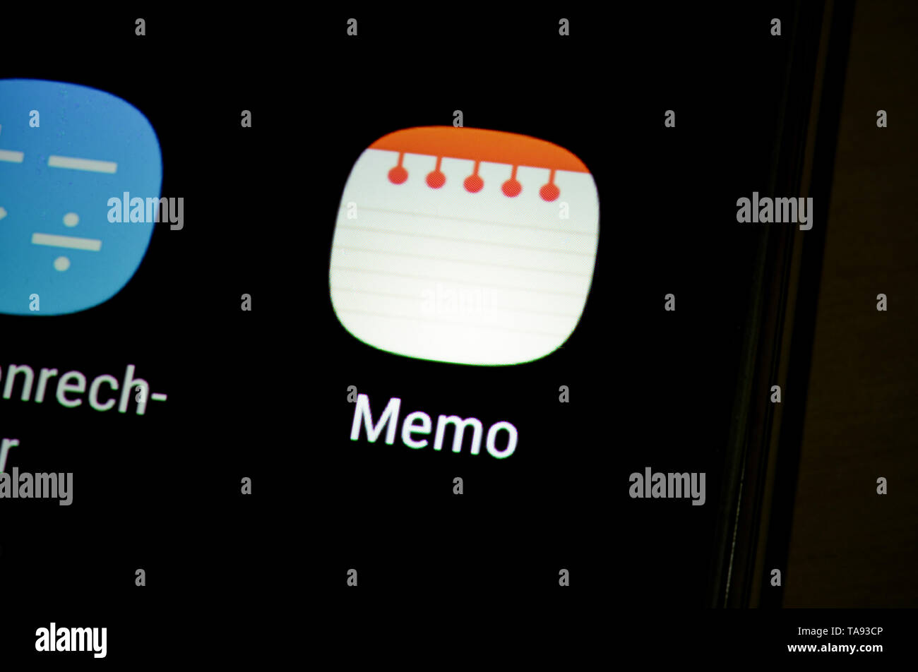 Smartphone, display, ext., memo, Display, App, Memo Stock Photo Alamy