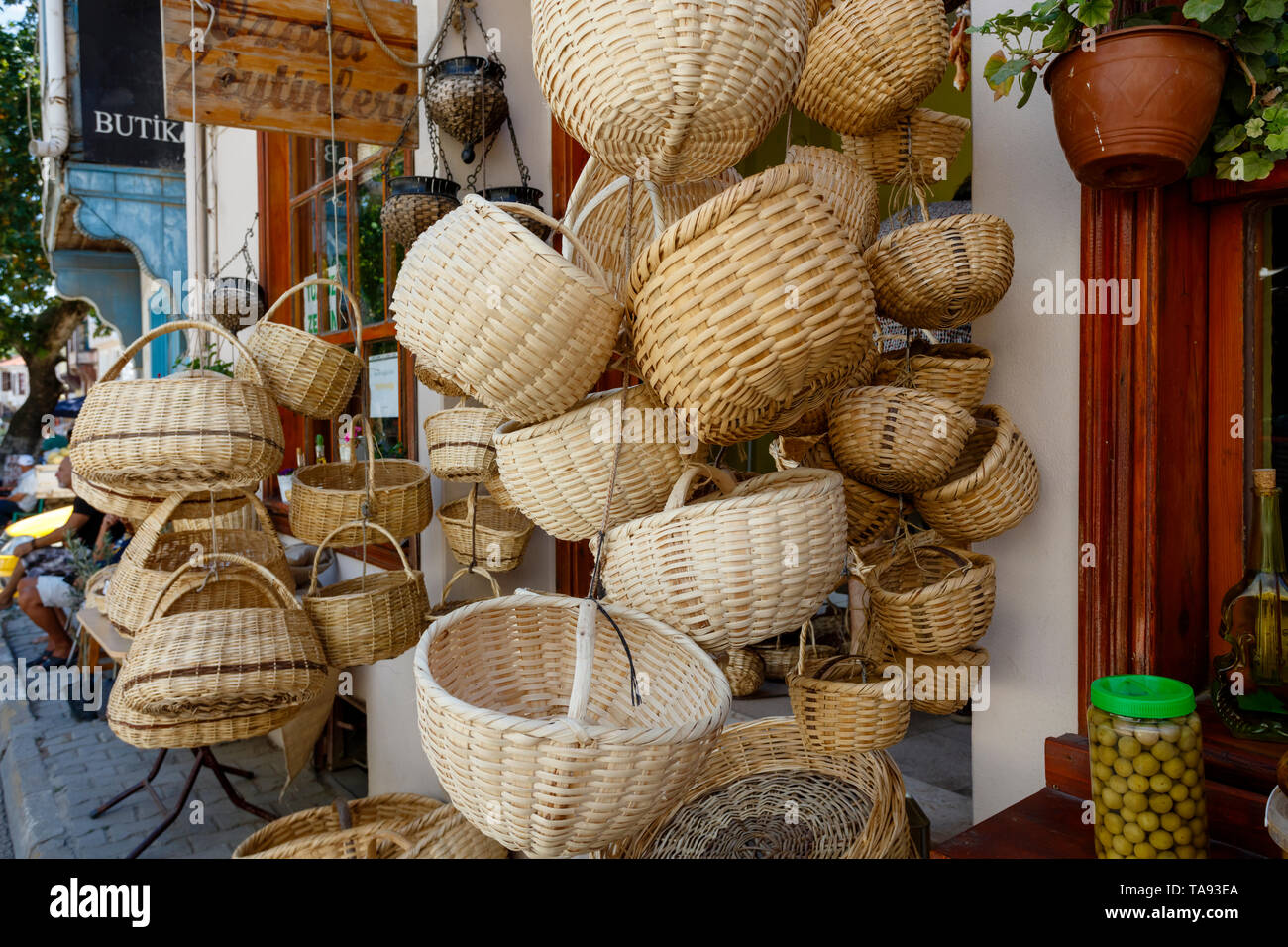 Rattan baskets, Tirilye, Marmara region, Turkey Stock Photo