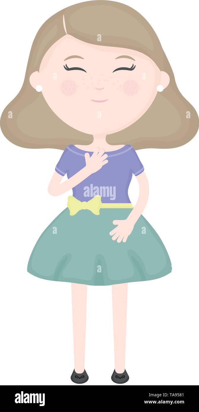 cute little girl character vector illustration design Stock Vector ...