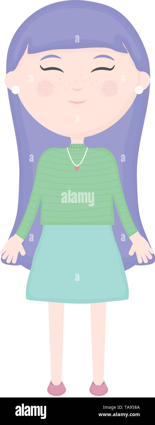 cute little girl character vector illustration design Stock Vector ...