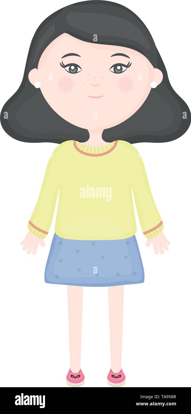 cute little girl character vector illustration design Stock Vector ...