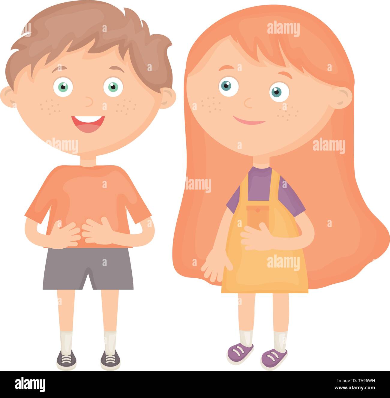 cute little kids couple characters vector illustration design Stock ...