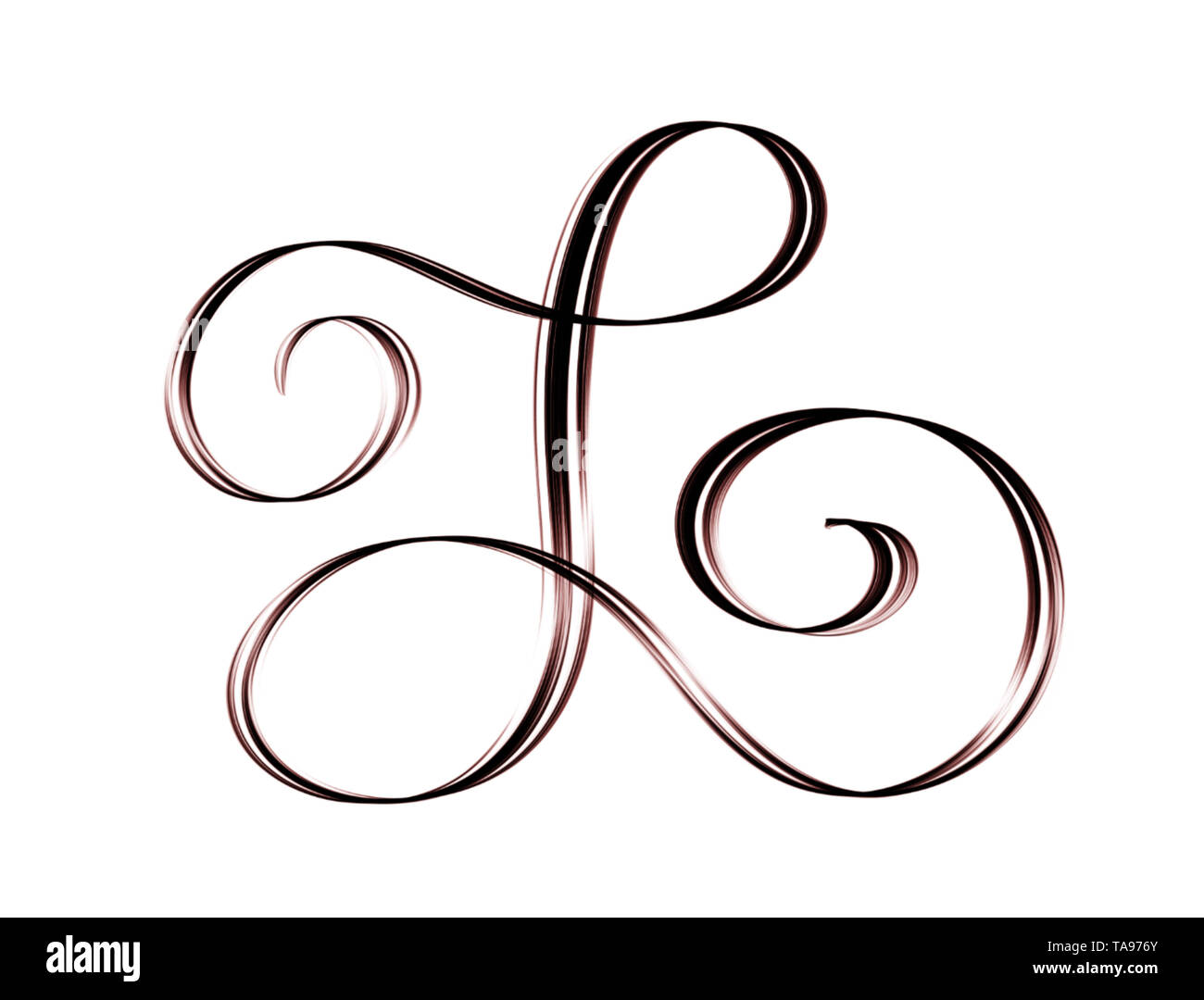 Capital L elegant brush lettering isolated on white background Stock