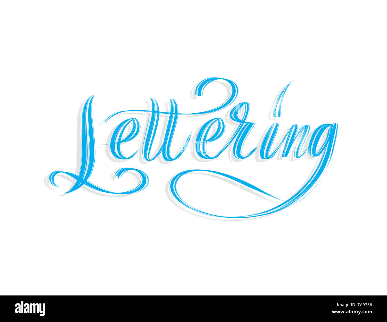 The word Lettering written in script isolated on white background Stock ...