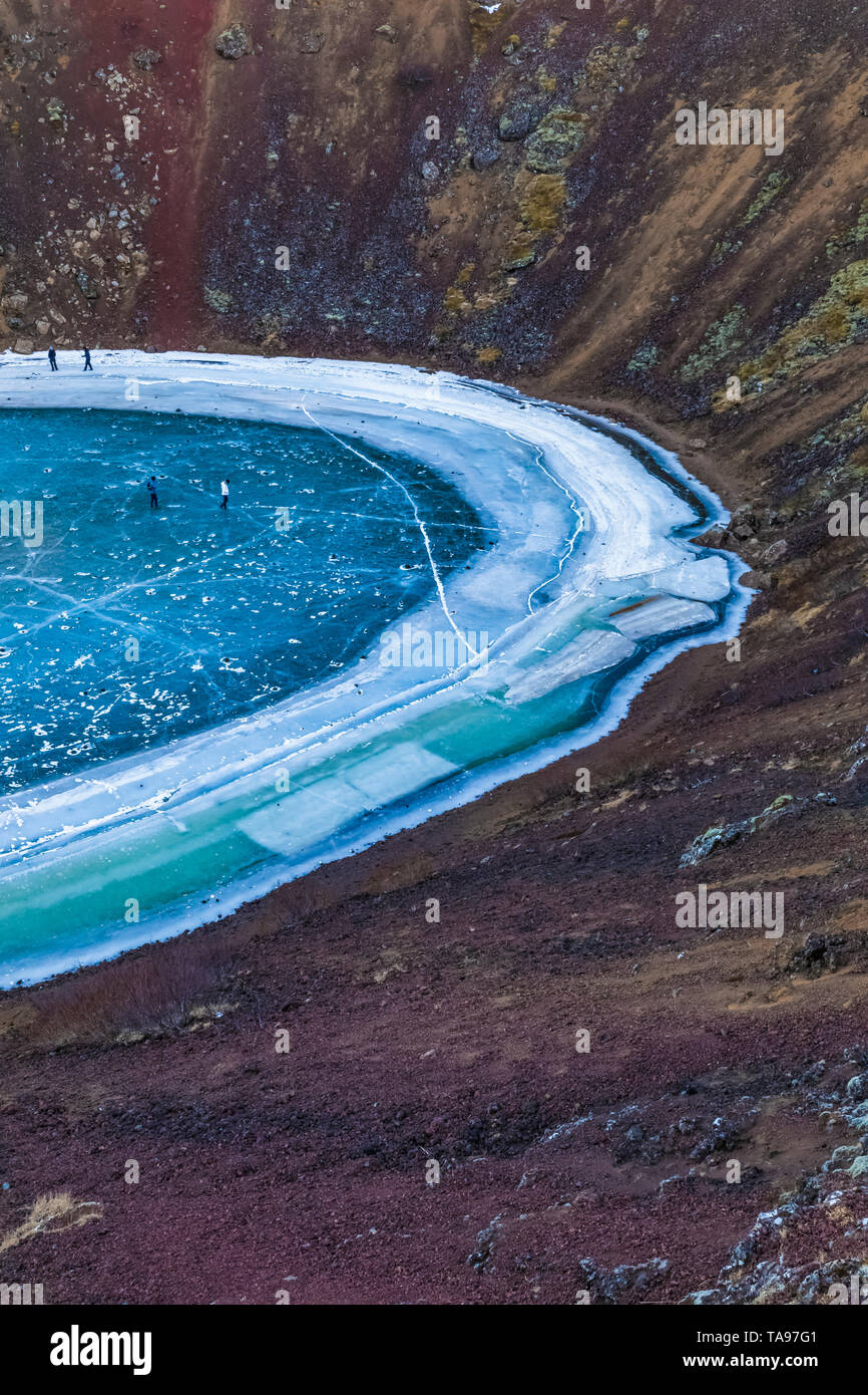 Kerið, a lake occupying a volcanic crater, in Iceland [No property or ...