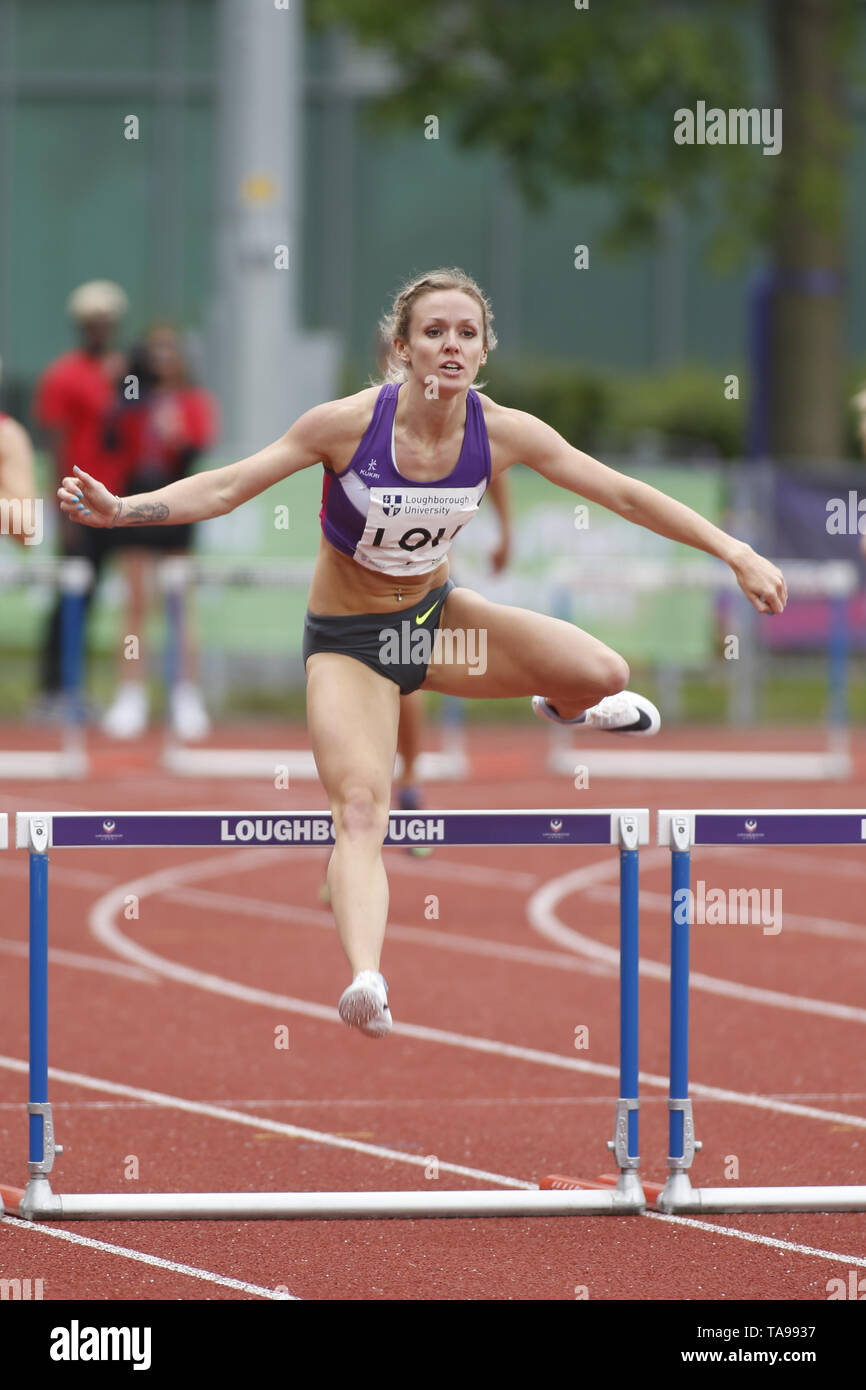 Meghan Beesley on her way to winning the 400m Hurdles event at the